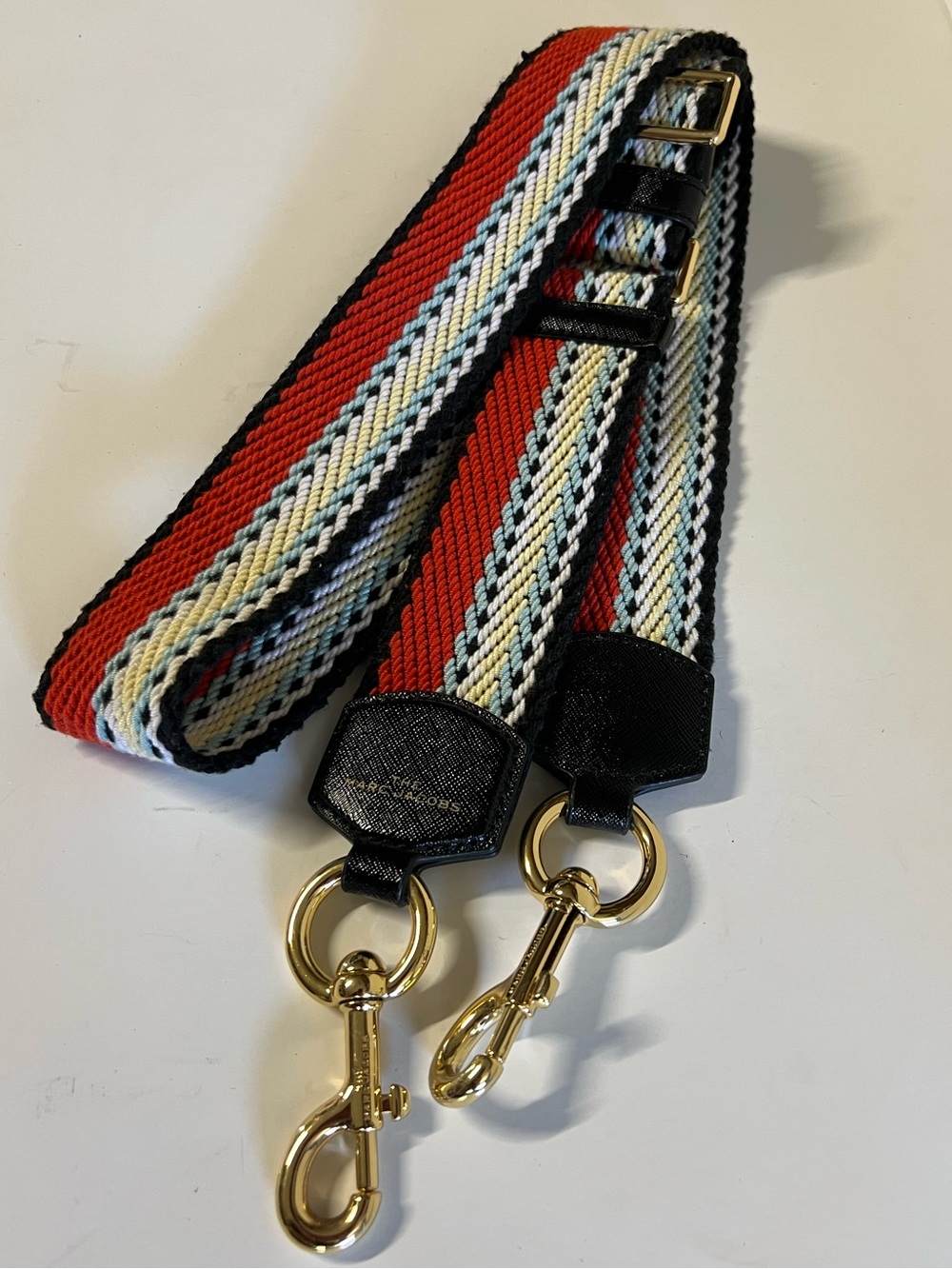 Marc Jacobs Black, Red and Cream Woven Shoulder Strap with Gold Hardware